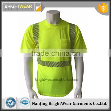 100% polyester yellow short sleeve china factory warning t-shirt