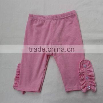 2017 Seasons Baby Girls Cotton Pants Beautiful Kids Girls Solid Color Capris Lace Ruffle photo-6