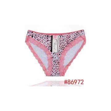 2015 New lace trim cotton bikini panties leopard lady brief Underpants women underwear girl hipster hot lingerie intimate