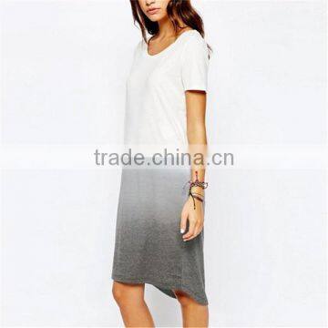 2016 Latest Model Fashion Printed Summer Two Tone Gradiente Longline Cotton Dress Wholesale photo-2