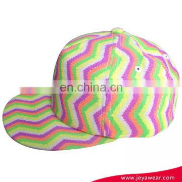 Alibaba wholesale custom heat transfer printed embroidered 5 panel snapback cap hat