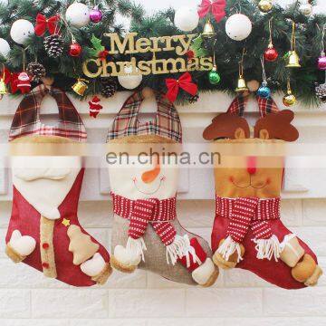 Party Christmas Decoration Smile Santa Claus Snowman Elk Stocking