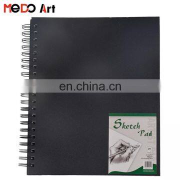 98gsm 80sheets wire bound black hard cover 9x12inches Sketch pad Art Hard Bound Sketch Book