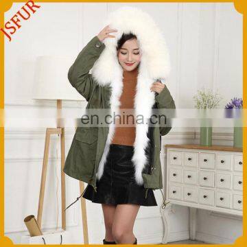 Green Parka With Raccoon Fur Collar Winter Garment