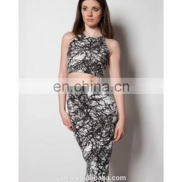 2014 Latest Fashion Cut-Out Waist Print Bodycon Dress