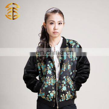 European Style Fashion Women Velvet Ladies Satin Bomber Jacket