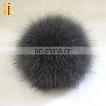 Fine Fox Fur Ball With Button Hat Decoration Wholesale Genuine 10cm Fox Fur Pom Poms