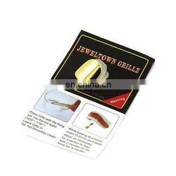 Golden Hip Hop Single Tooth Grillz Cap Top & Bottom Grill for Halloween Jewelry Gifts Bling Custom Teeth Rhinestone Deco photo-3