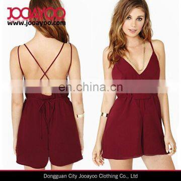 Women V Neck Sleeveless Spaghetti Strap Jumpsuit Romper Pants Playsuit Culottes