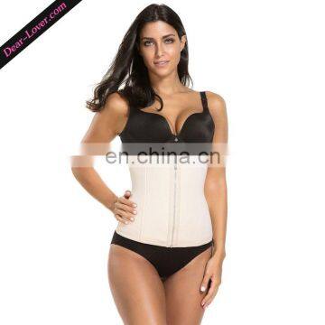 Women's Apricot Sport Workout Body Shaper Front Zipper Waist Cincher Corsets