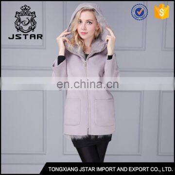 Women's European American Double Faced grey cashmere warm winter wrap coat