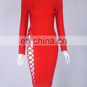 Amigo 2017 New Design Black Long Sleeve XXX Bandage Dress Midi Prom Dresses for Hot Body Ladies Party Wear photo-3
