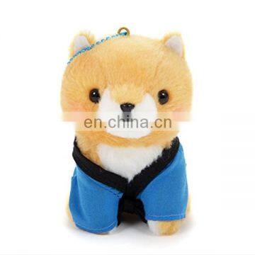 Custom LOGO Cheap Janpa Stuffed Soft Plush Dog Keychain With Kimono