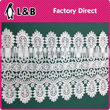 2017 Wholesale White Embroidery Water Soluble Polyester Lace photo-5