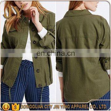 New Autumn Army Green Jackets with 3 Quarter Turn-up Sleeve Khaki Outdoor Wear JY4AB005