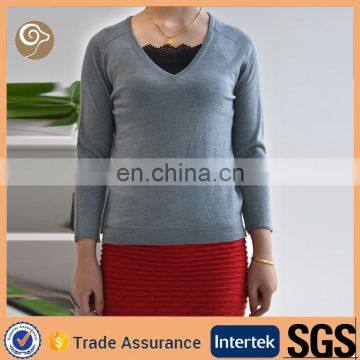 Women knitted factory cashmere sweater v neck