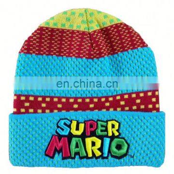Custom Made Your Own Logo Embroidery Knit Beanie With Leather Patch Mens 100% Acrylic Unisex Beanies photo-2