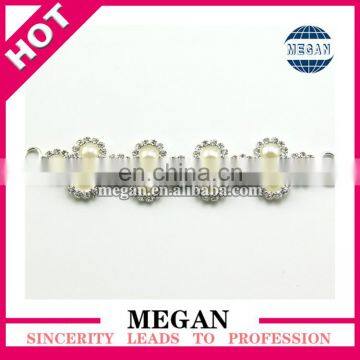 White Pearl White Rhinestone Flower Connector Crystal Shoe Buckle photo-2