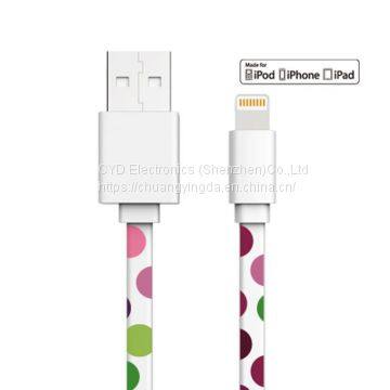 1M color printed design MFi sync lightning cable