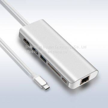 BL-U602 TYPE-C TO USB3.0x2+HDMI+SD+PD+RJ45 HUB 6 in 1 photo-3