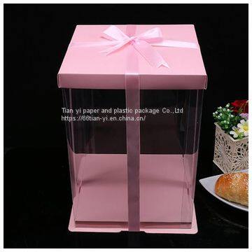 High Quality Custom Made Transparent Pet Plastic Square Cake Box photo-3