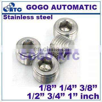 High Quality 1/4'' Inch Stainless Steel Threaded 304 Inner Hexagon Blocked Head Stuffy Head Oil Metal Tube Fittings Plug photo-2