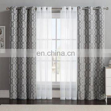 New design top quality cheap grey geometric polyester jacquard fabric curtain for the living room window