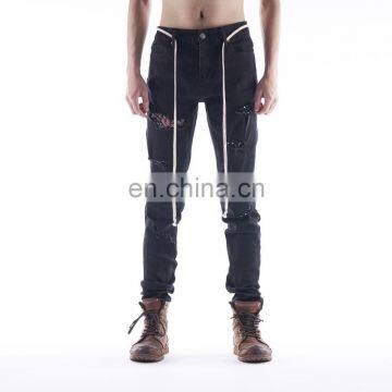 DiZNEW OEM Wholesale Men Stock Dropshipping no Hole Plain Black Jeans photo-3