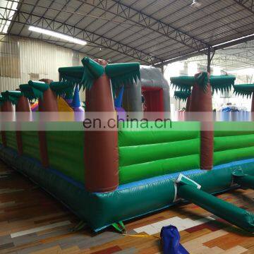 Huge Tropical Dinosaur Inflatable Bouncy Castle Slide , Inflatable Amusement Park for Kids photo-2