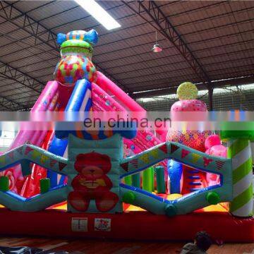 Candy Theme Kids Pink Inflatable Fun Park Big Equipment for Parties photo-3
