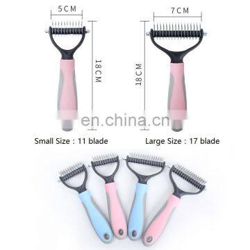 Pet Grooming Tool 2 Sided Undercoat RakeTangles Hair Remove Dog Knot Brush photo-4