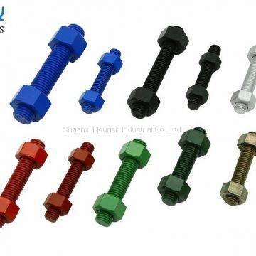 Colorful PTFE Coated Double Ended Bolt Full Thread Standard / Non Standard