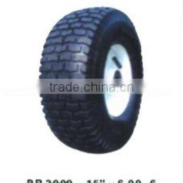 15" X6.00-6 Steel Rim Rubber Pneumatic Lawn Mower Wheel Quality Choice photo-2