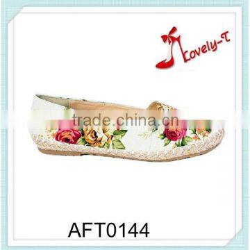 ladies girls flower canvas linen walking flat shoes