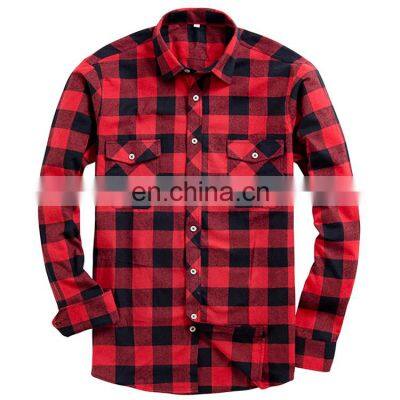 Wholesale Button Up custom Fit Long Sleeve Custom Made Cotton Checked Mens Shirts