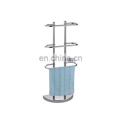 Hot Selling Bathroom Standing 3 bar Towel Holder High Quality Stainless Steel Unique Towel Holder Round Base Towel Holder