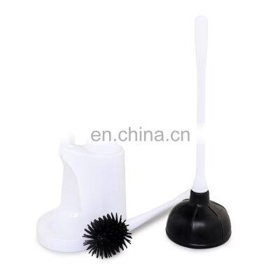Hot Sell 2 in 1 TPR Toilet Brush With Toilet Plunger Bathroom Cleaning Brush Holder White Color PP Material Toilet Brush photo-3