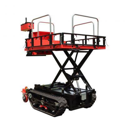 rubber pedrail fruit garden scissor lift transporter