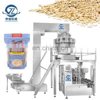 Automatic Weighing Food Packaging Slice Cheese Granule Breakfast Oats Grain Premade Pouch Packing Machine