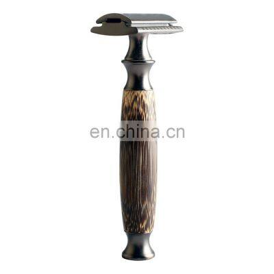 OEM Mens Double Edge Natural Wood Bamboo Handle Eco-Friendly Barber Shaving Safety Razor