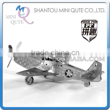 Piece Fun 3D Metal Puzzle military P-51 Mustang helicopter Adult assemble model educational toys NO GLUE NEEDED NO.PF 9114