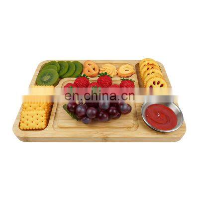 Natural Wooden Charcuterie Platter and Serving Tray Unique Bamboo Cheese Board photo-4