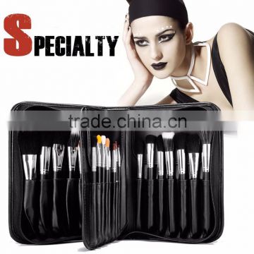 32pcs msq wood handle professional brush set for makeup zip bag