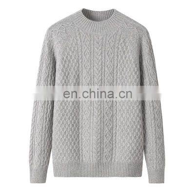 Women's 100% Cashmere Crew Neck Long Sleeved Chunky Cable Knit Casual Pullover Sweater Winter Season