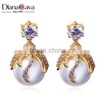 Good Seller Ladies Earrings Design Picture Cubic Zirconia Luxury Fancy Drop Pearl Earring