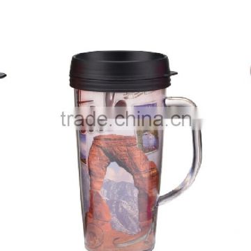 Plastic tumblers mugs with handles