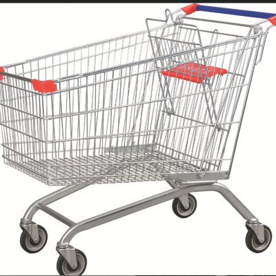 European Style Chrome Powder Coated Shopping Trolley Cart for Supermarket,