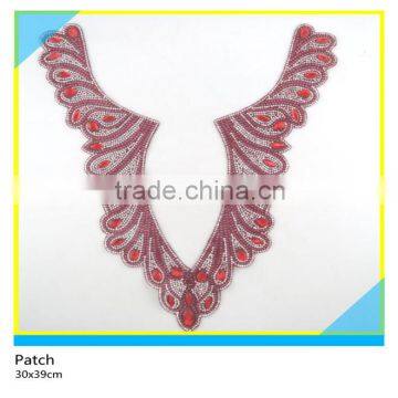Hotfix Glass Rhinestone Decals Blue Beads Mix Glass Stone Patch 18x29cm