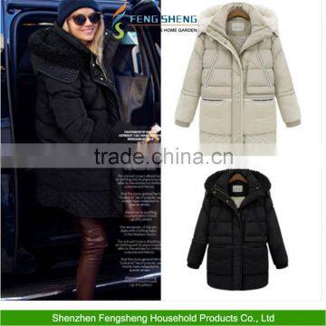 Fashion Fur Collar Hooded Thick Warm Duck Down Jacket Long Coat Women's Parkas