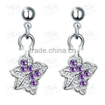 SPE020 Cooper Alloy Jewelry Purple Zircon Stud Earring photo-4